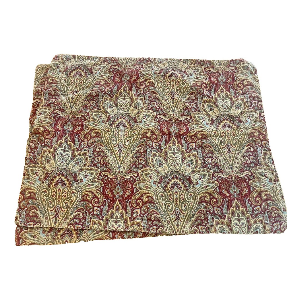 Vintage Tommy Hilfiger Pillow Shams Covers Set Pair Red Light Corduroy Paisley - Picture 2 of 13